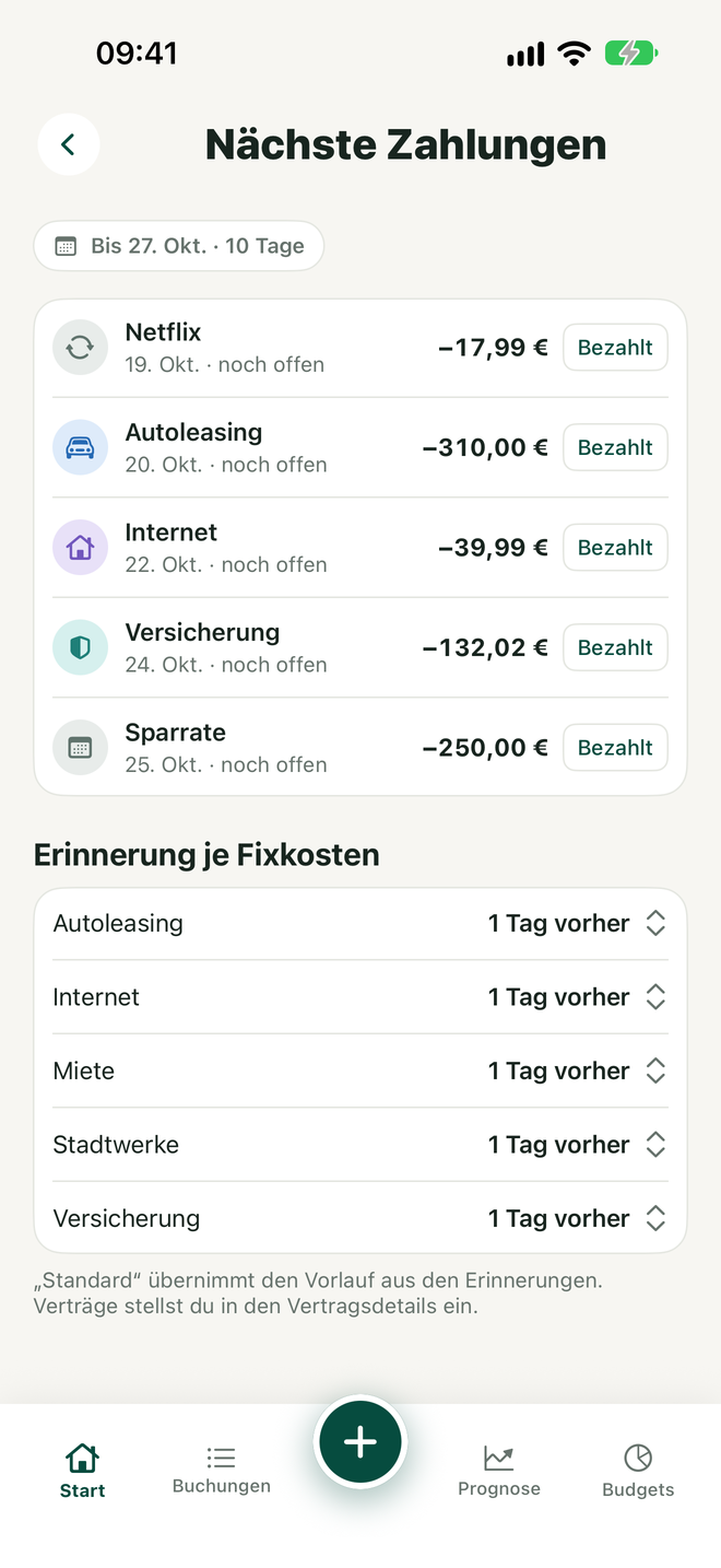 Nächste Zahlungen
