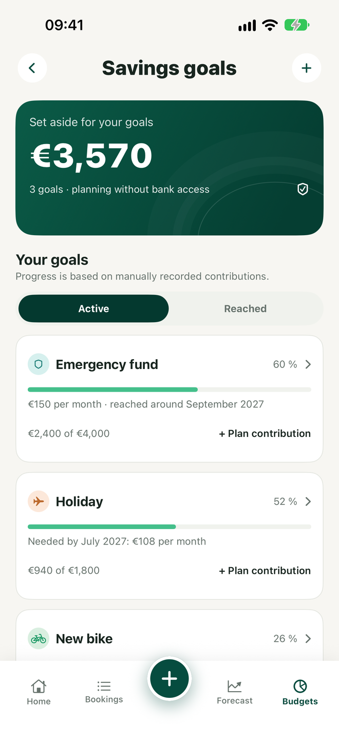 Savings goals